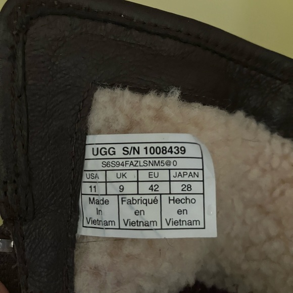 UGG Simmens Stout Leather Wool Sherpa Fur Lined Boots bootie Women Size 11 UGGS - Picture 6 of 8